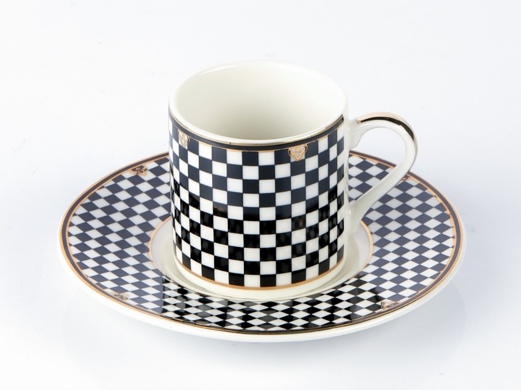 918/3 6 pcs Coffee Set with Checkered Designe